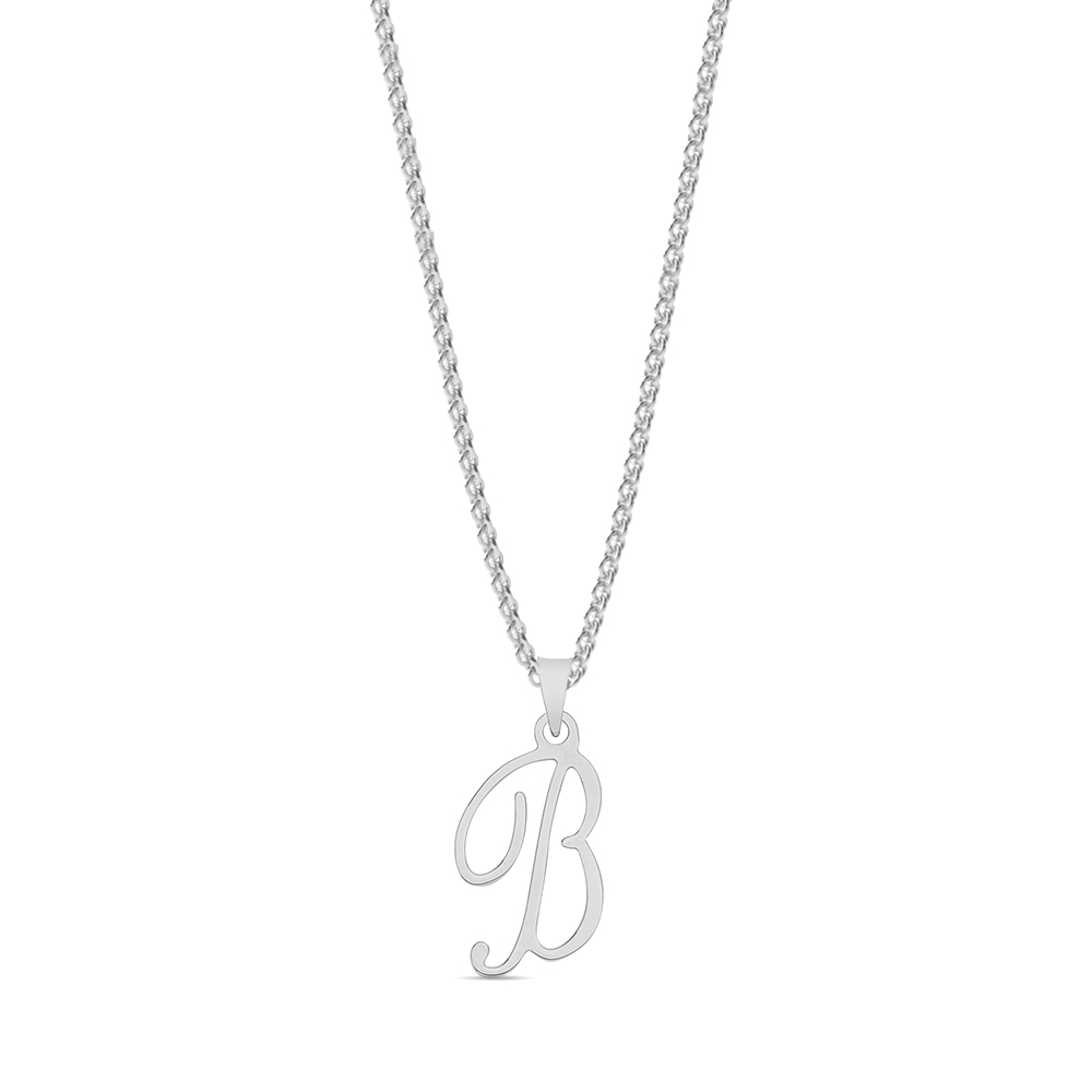 plain metal initial script b pendant