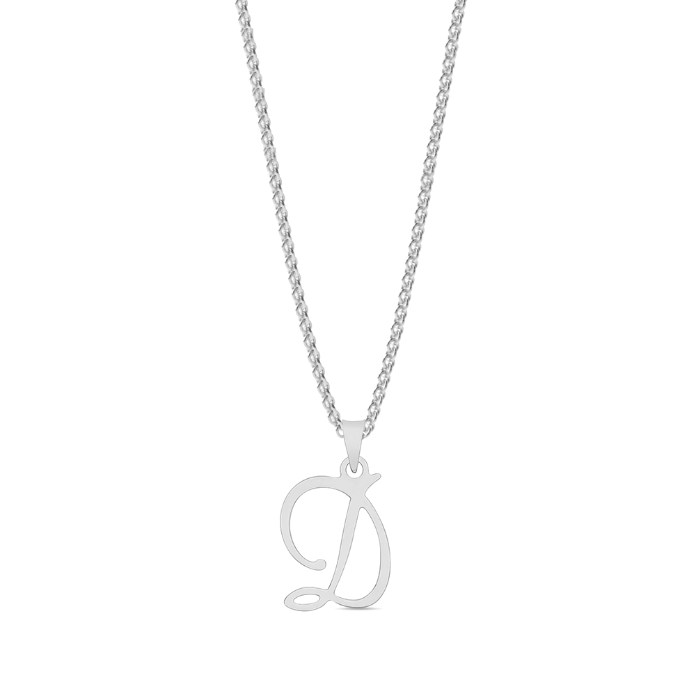 plain metal initial script d pendant