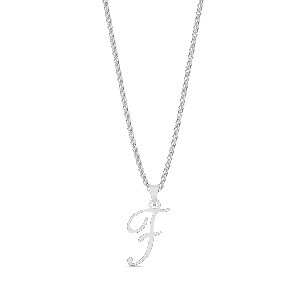 plain metal initial script f pendant