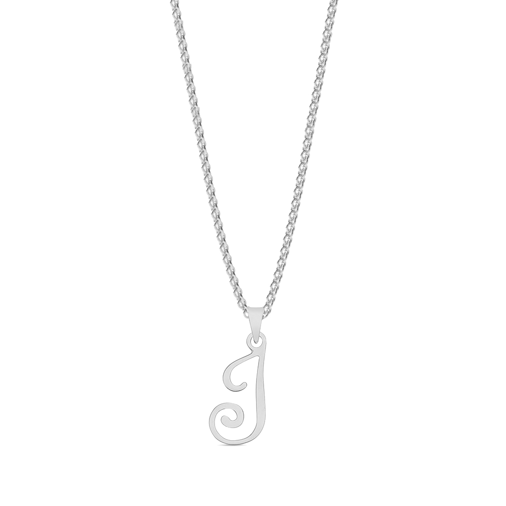 plain metal initial script i pendant