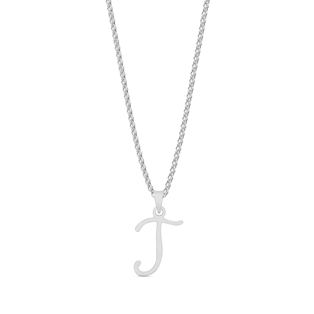 plain metal initial script j pendant