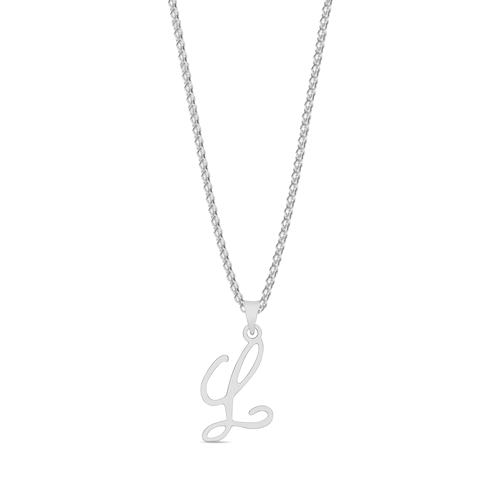 plain metal initial script l pendant