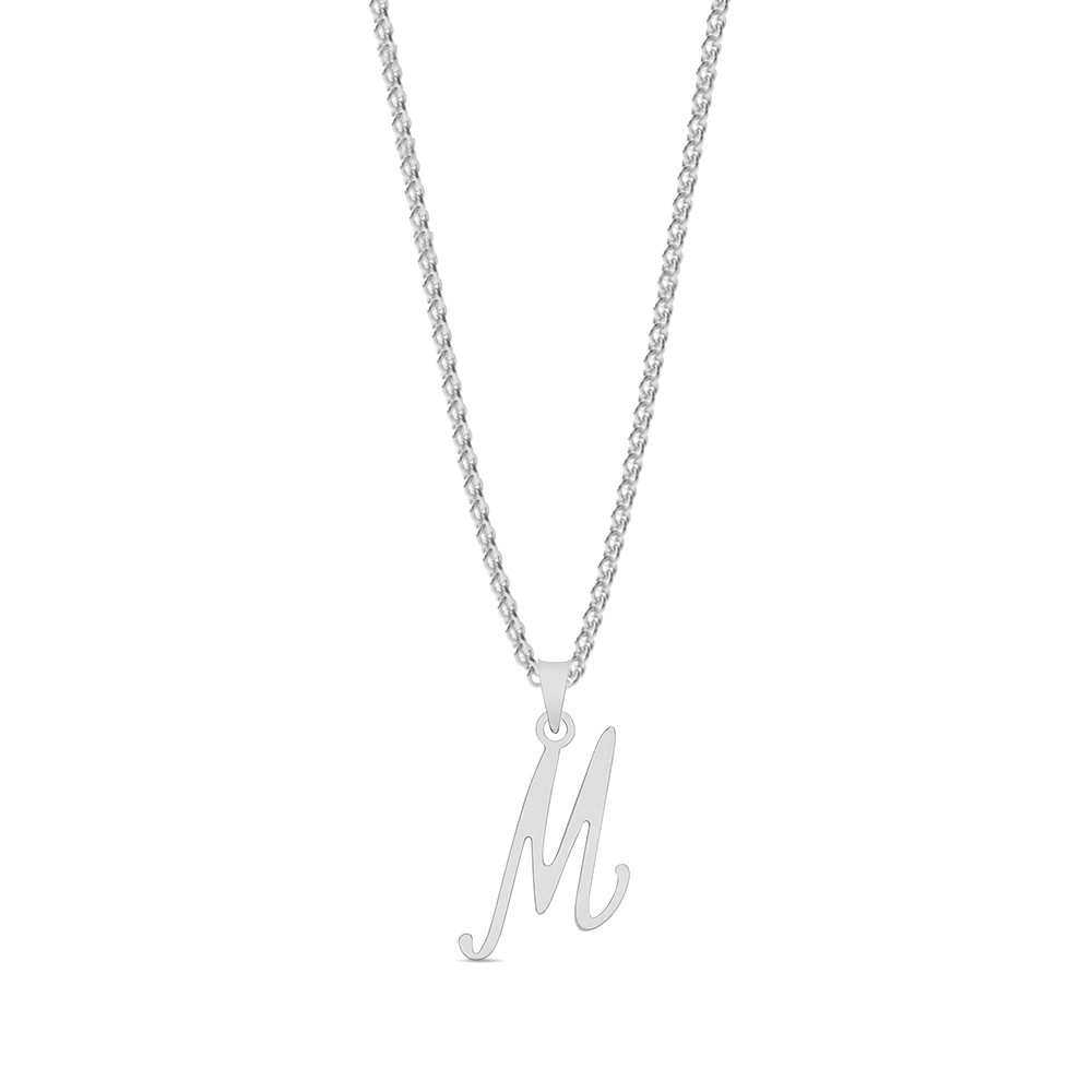 plain metal initial script m pendant