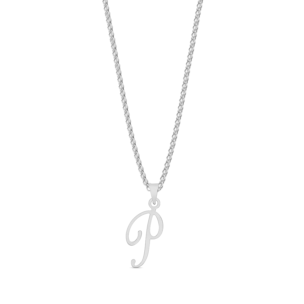 plain metal initial script p pendant