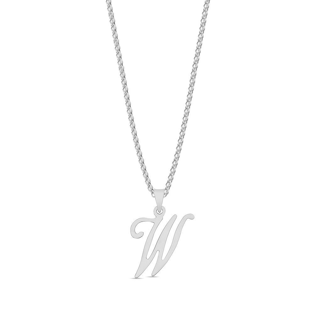 plain metal initial script w pendant