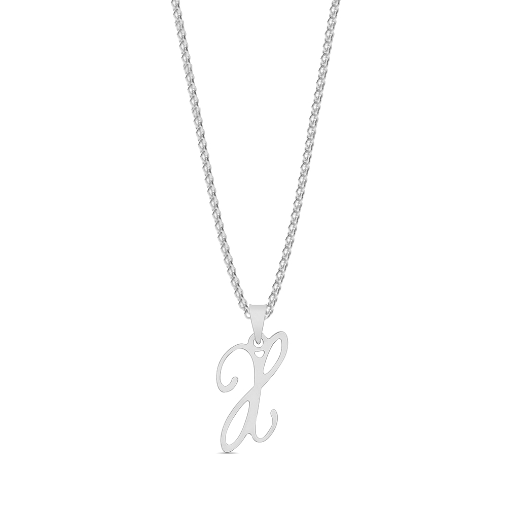 plain metal initial script x pendant