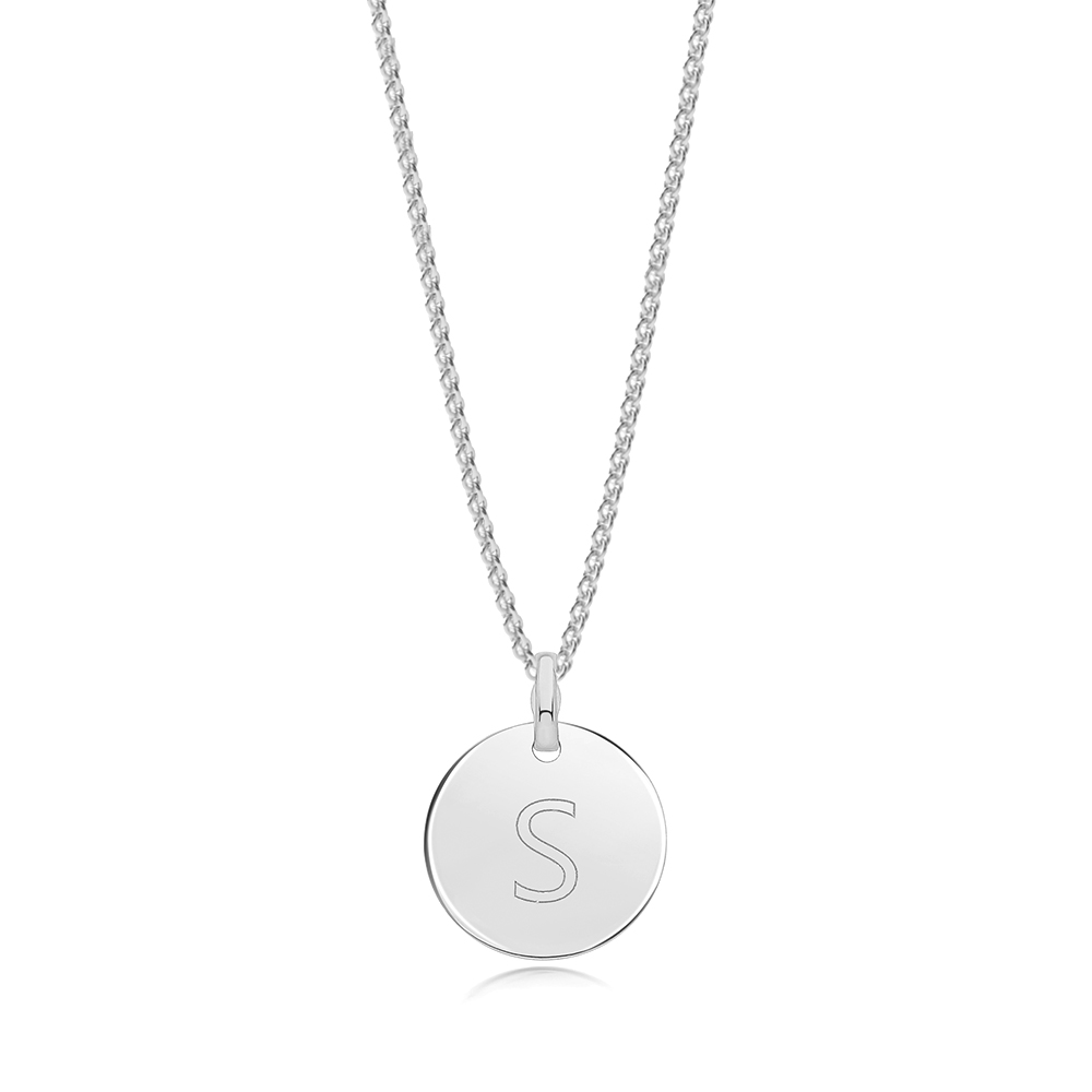 plain metal round shape initial s pendant