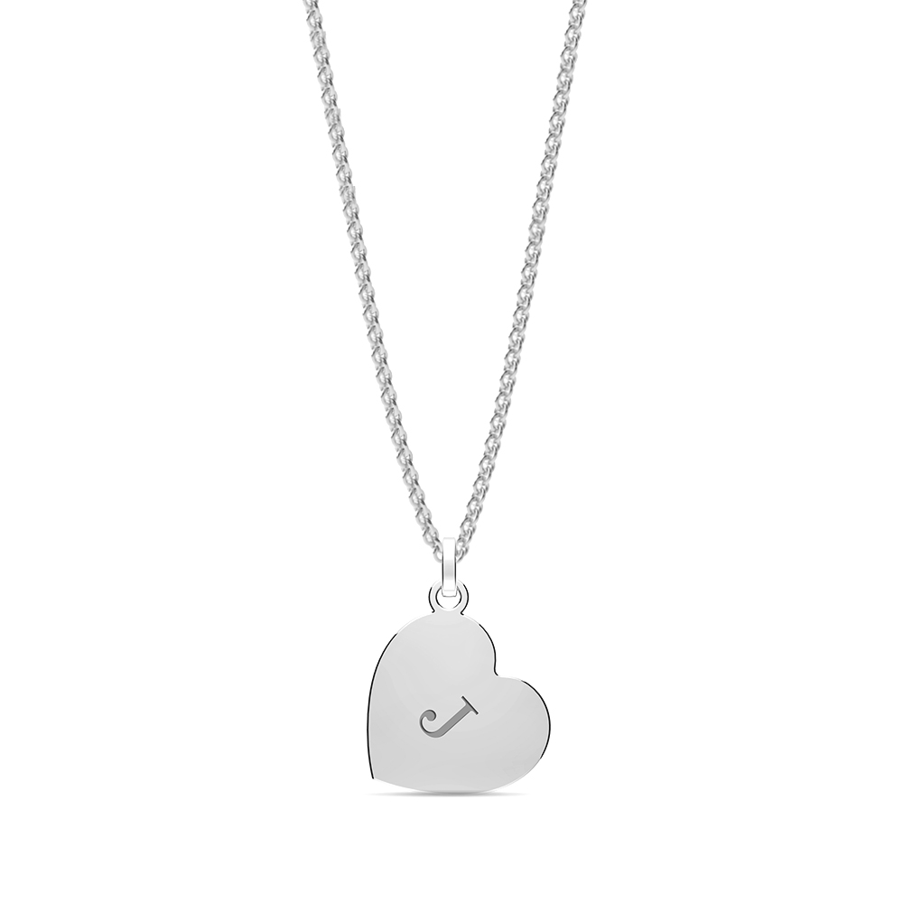 plain metal heart shape initial j pendant