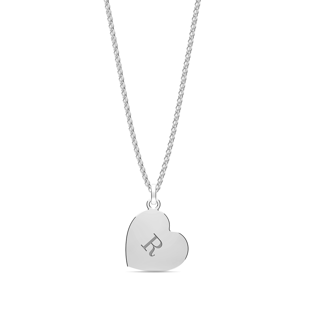 plain metal heart shape initial r pendant