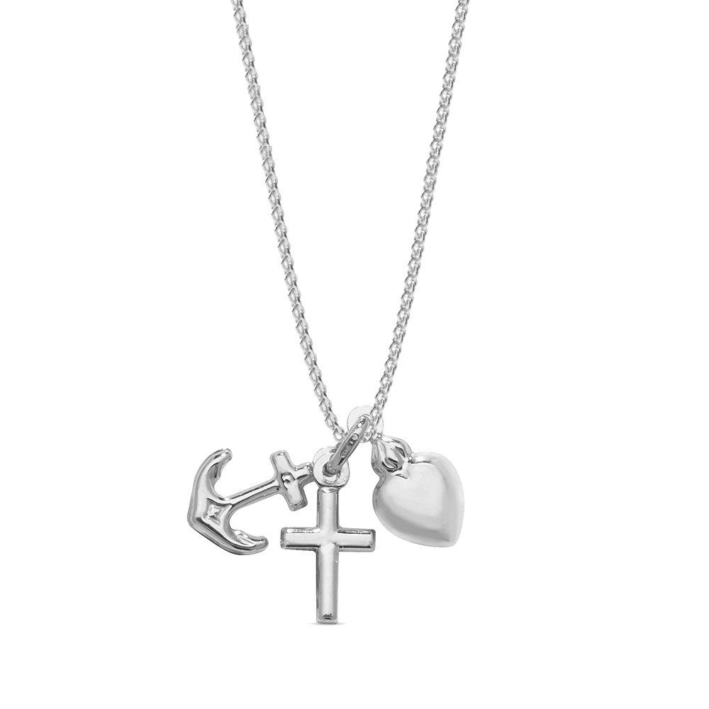 plain metal faith hope charity pendant