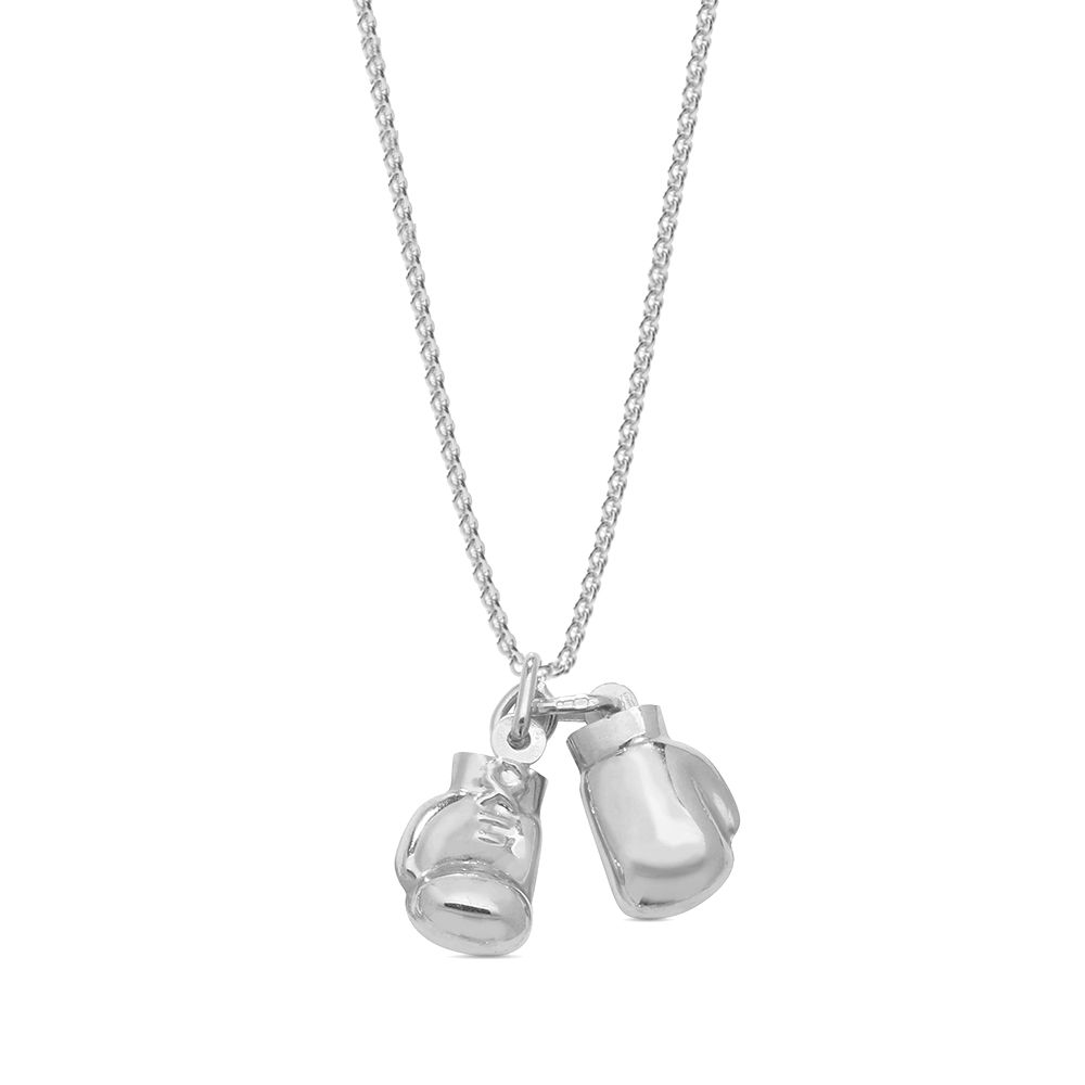 plain metal double boxing glove pendant