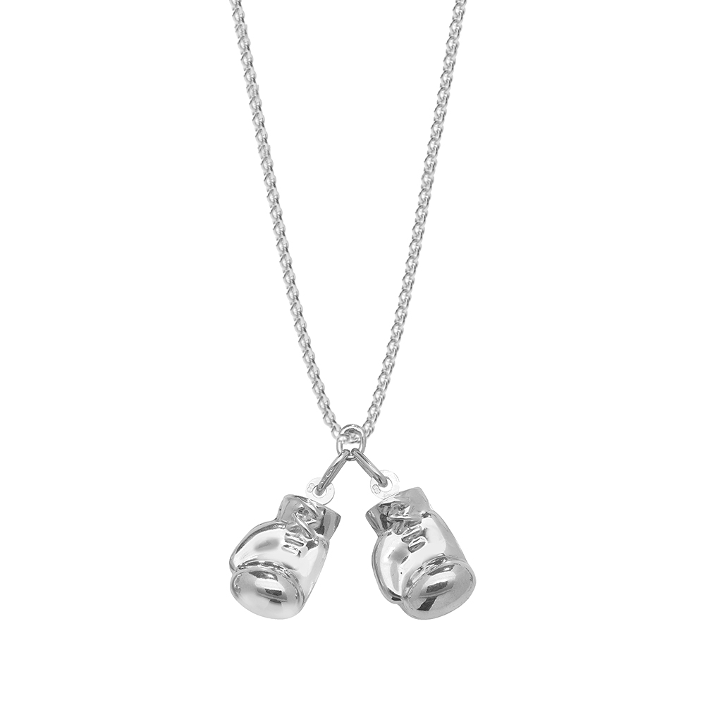 plain metal double boxing glove pendant