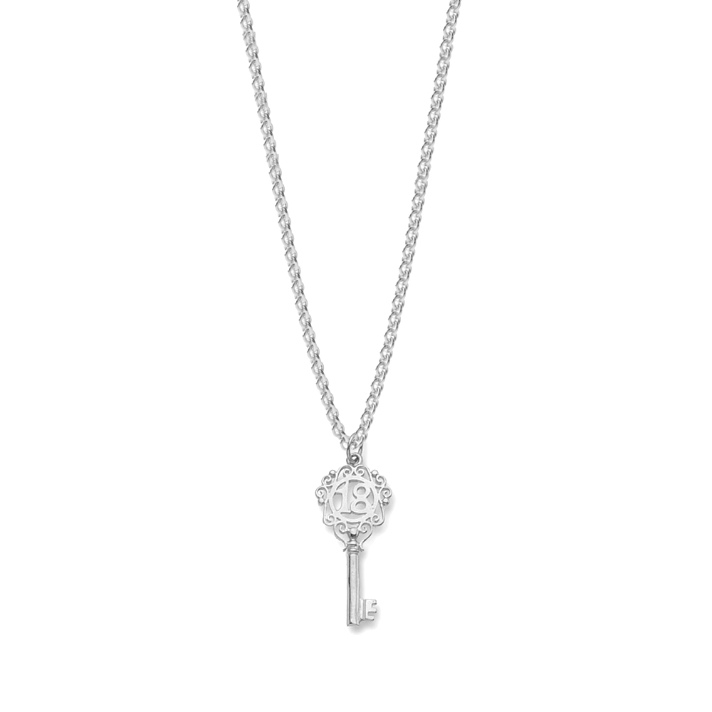 plain metal 18th birthday key pendant