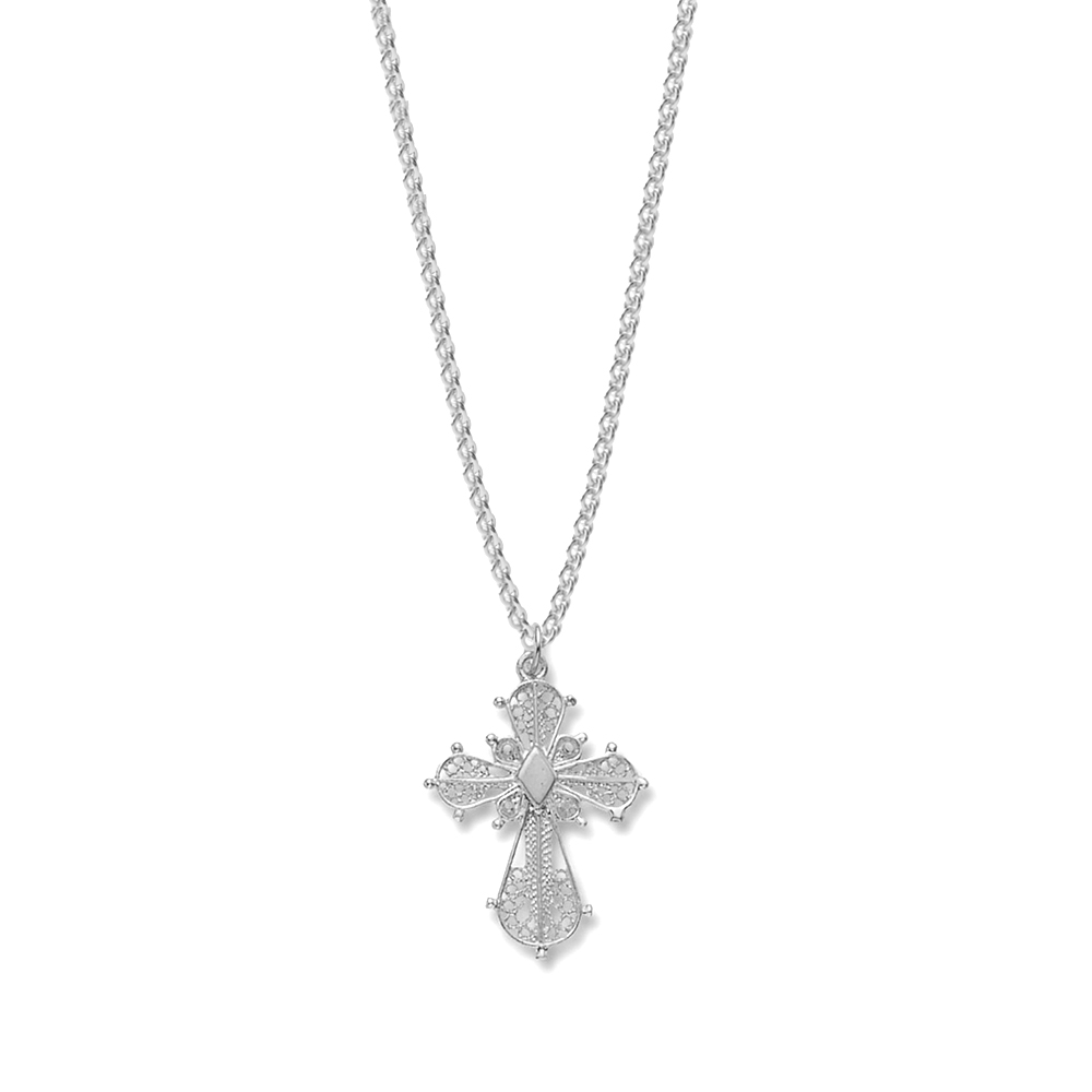 plain metal filigree cross pendant