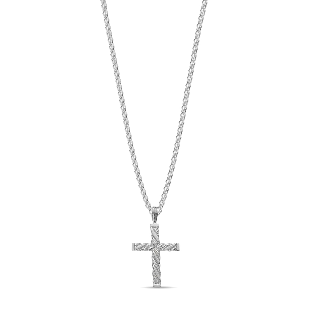 plain metal patterned cross pendant