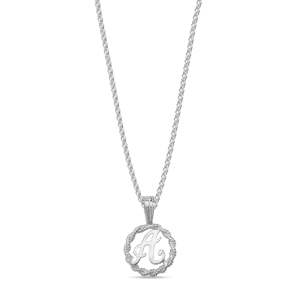 plain metal round shape initial a pendant