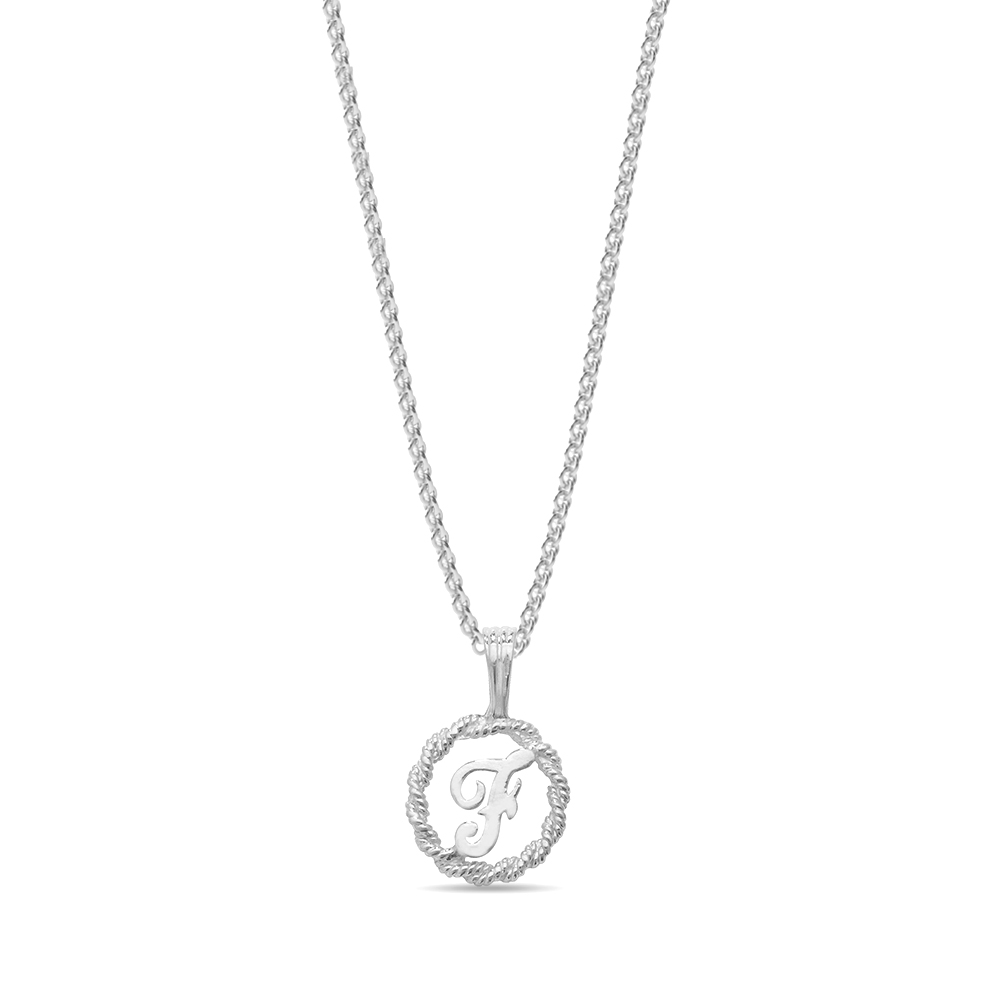 plain metal round shape initial f pendant
