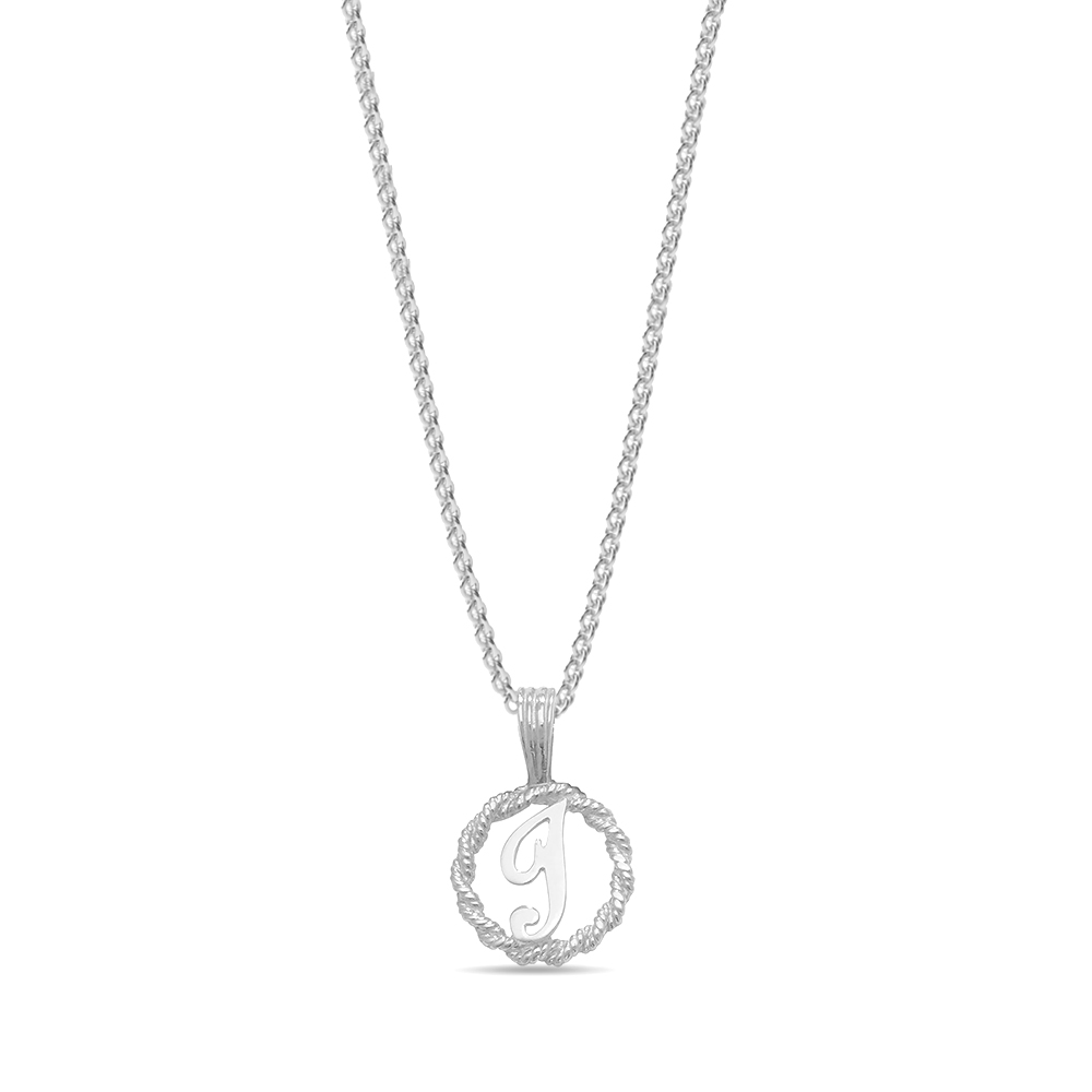 plain metal round shape initial i pendant