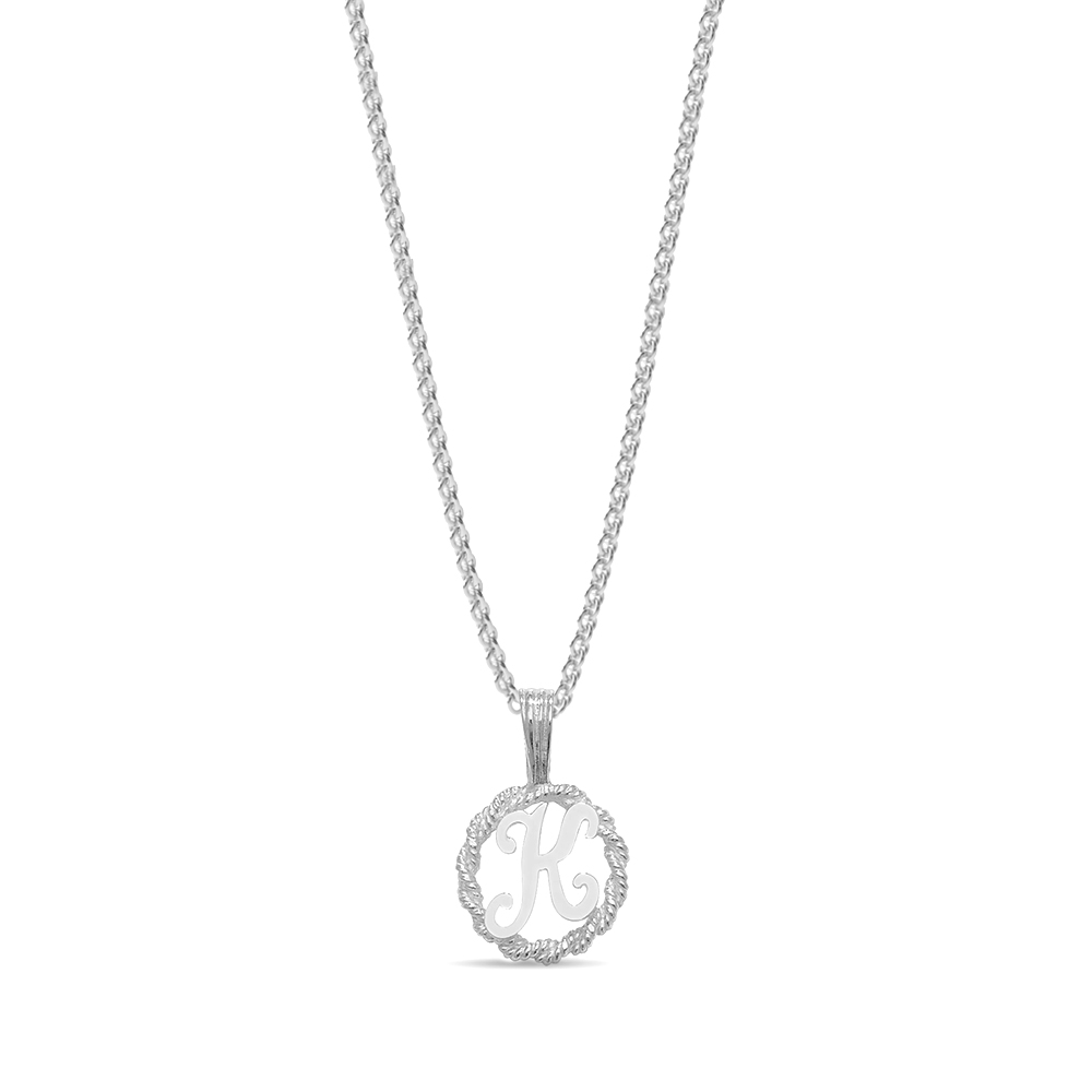 plain metal round shape initial k pendant