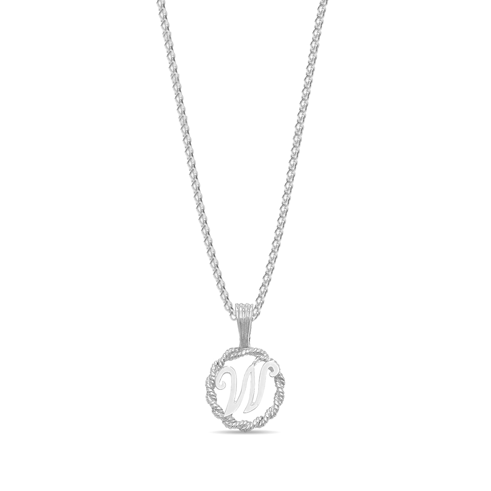 plain metal round shape initial w pendant