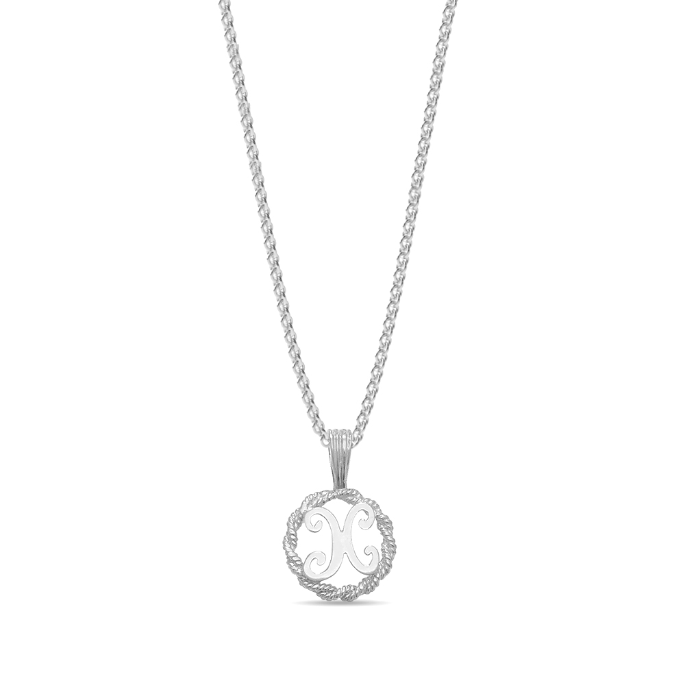 plain metal round shape initial x pendant