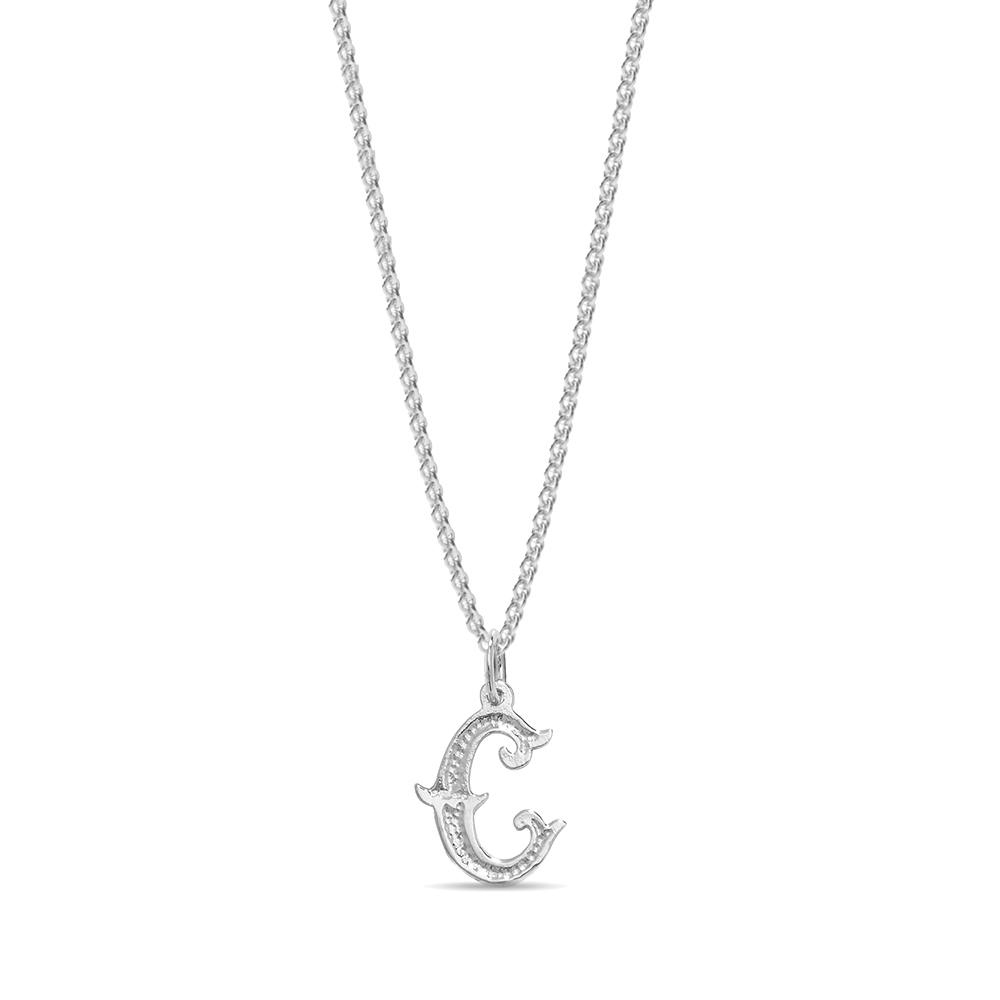 plain metal initial c pendant