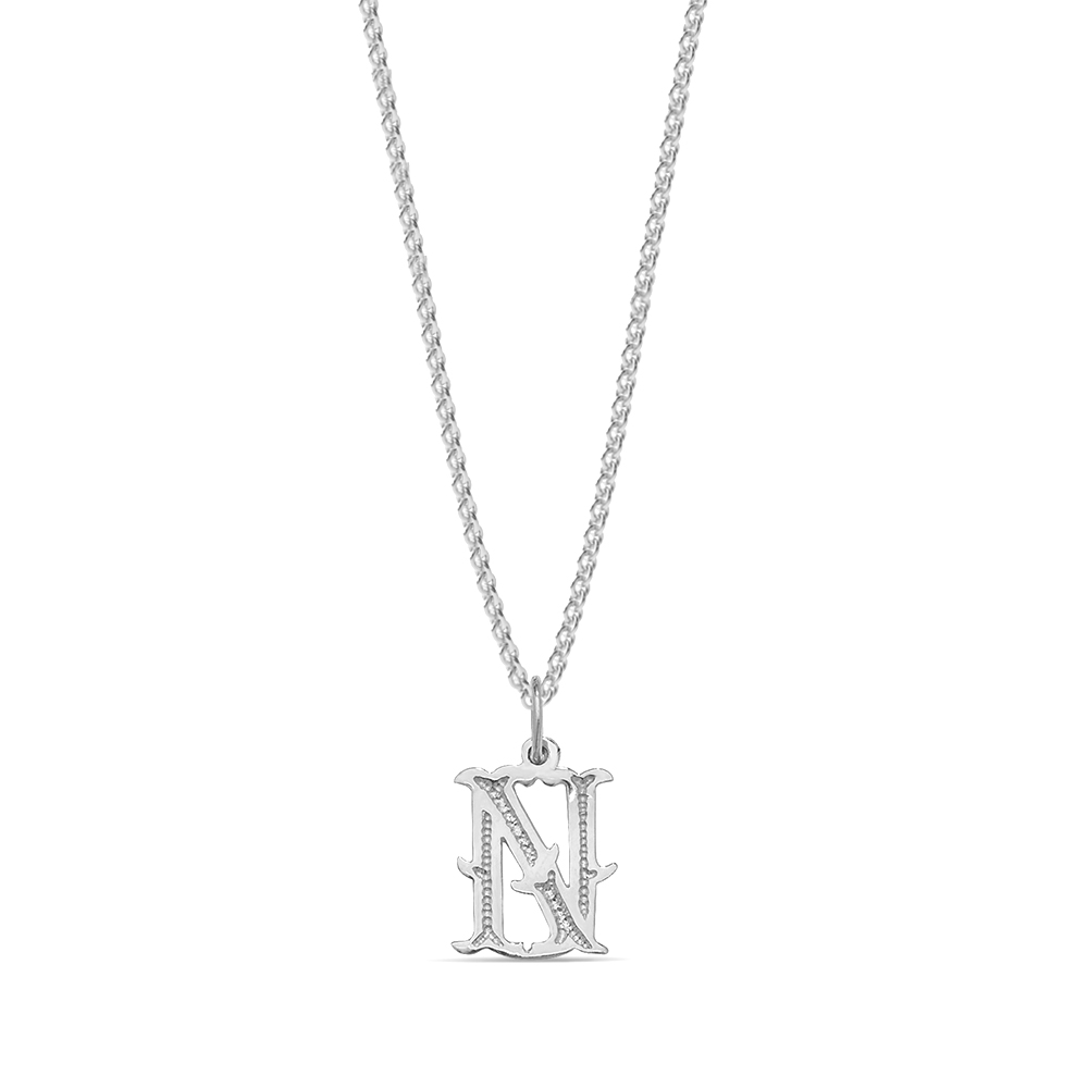 plain metal initial n pendant