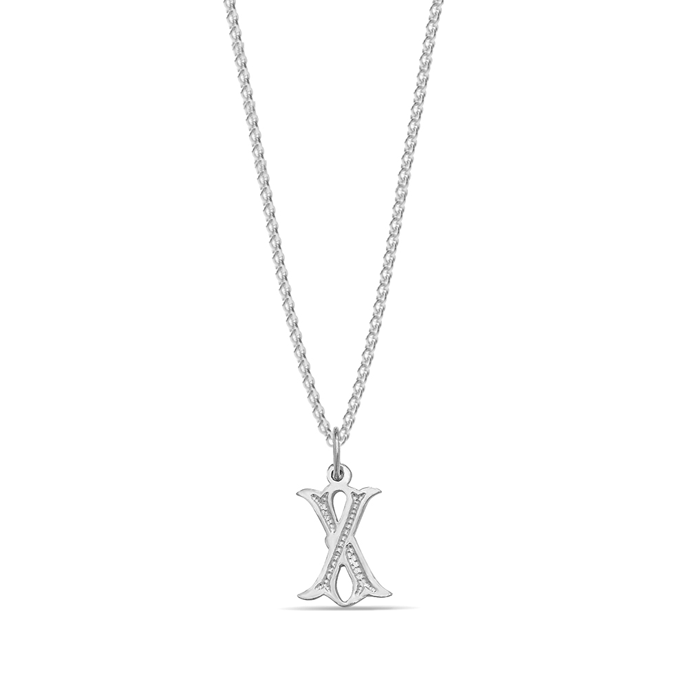 plain metal initial x pendant