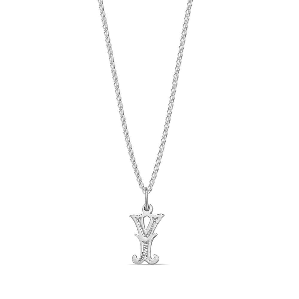 plain metal initial y pendant