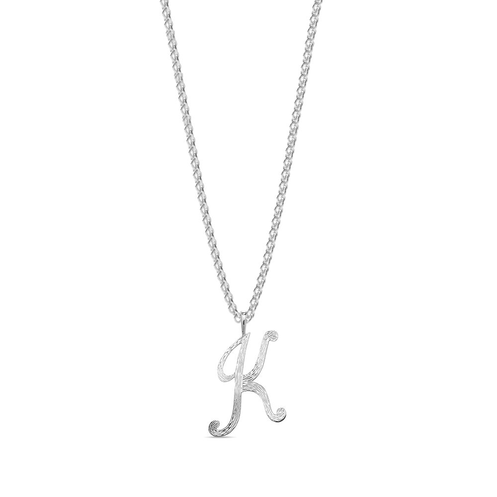 plain metal initial k pendant