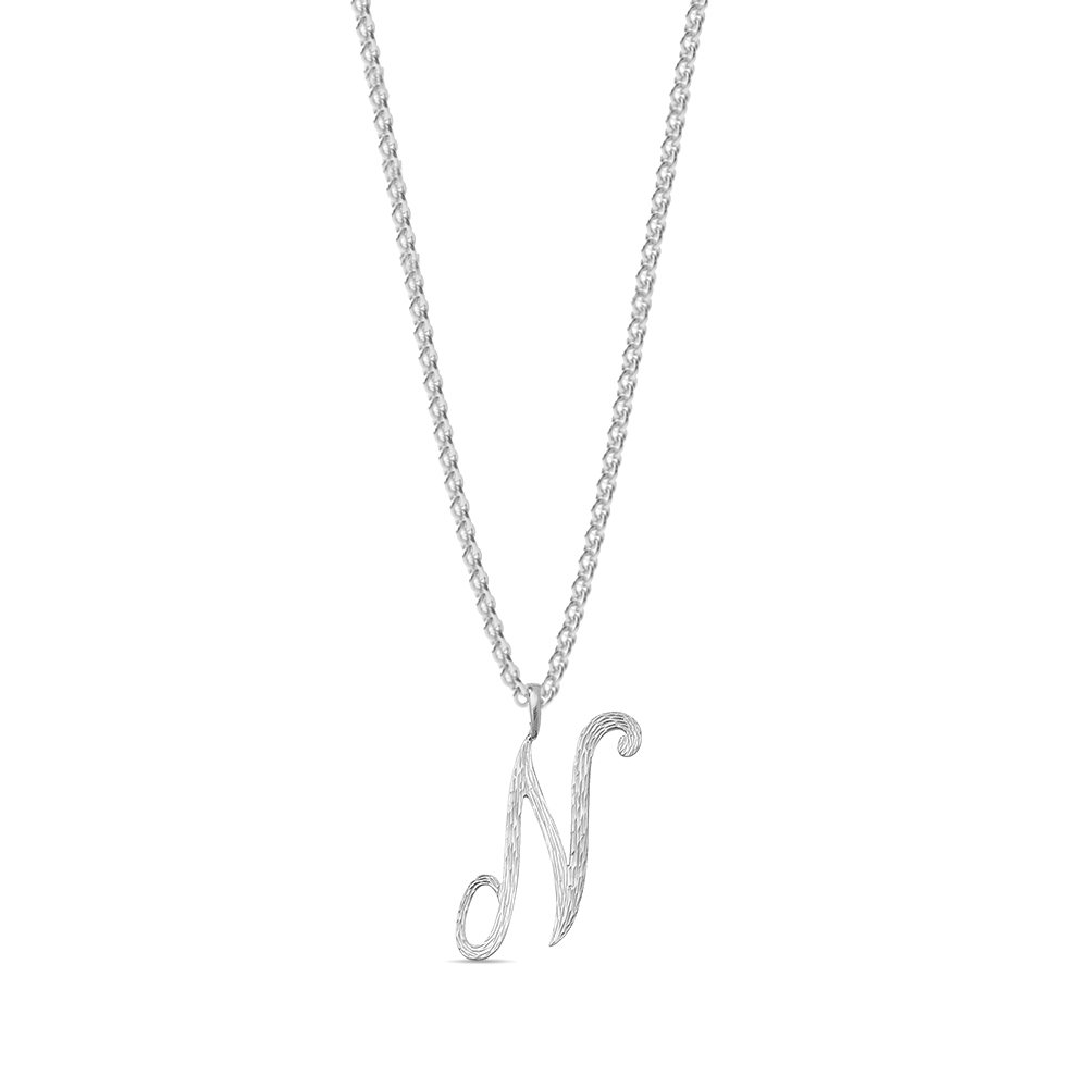 plain metal initial n pendant