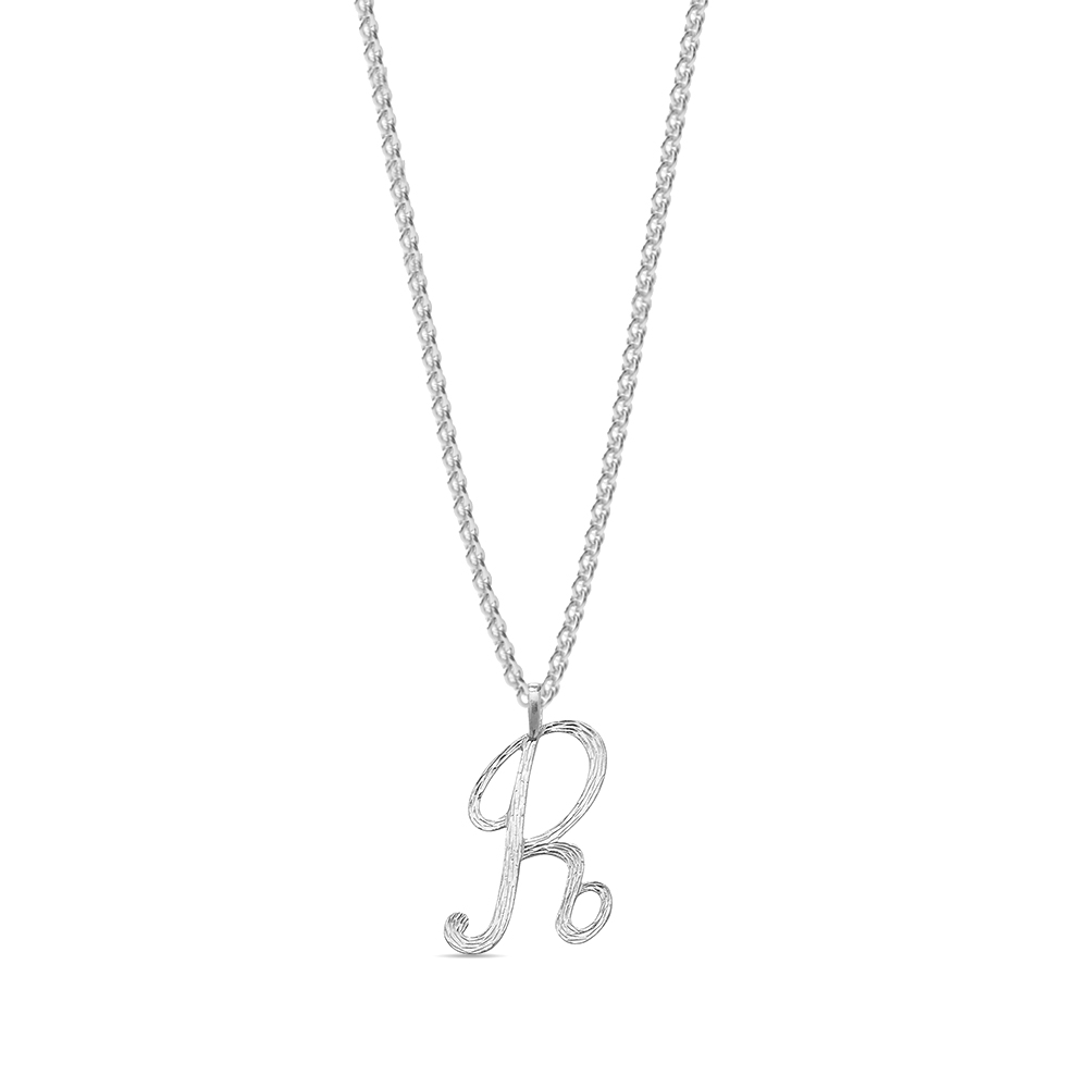 plain metal initial r pendant