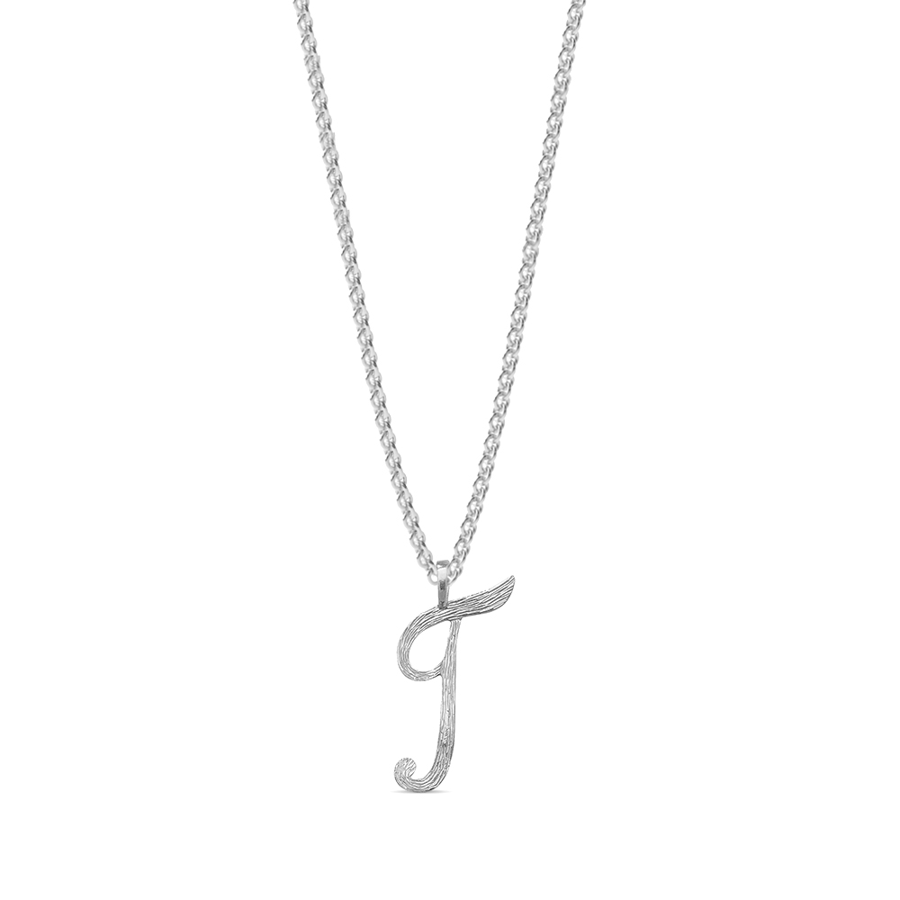 plain metal initial t pendant