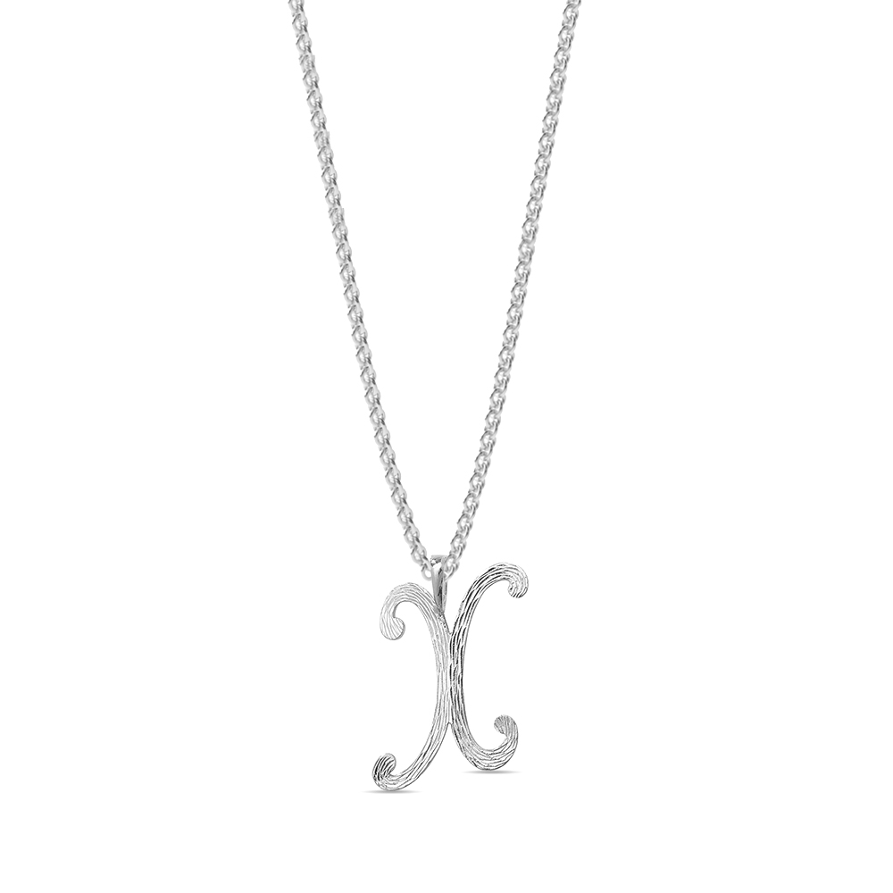 plain metal initial x pendant