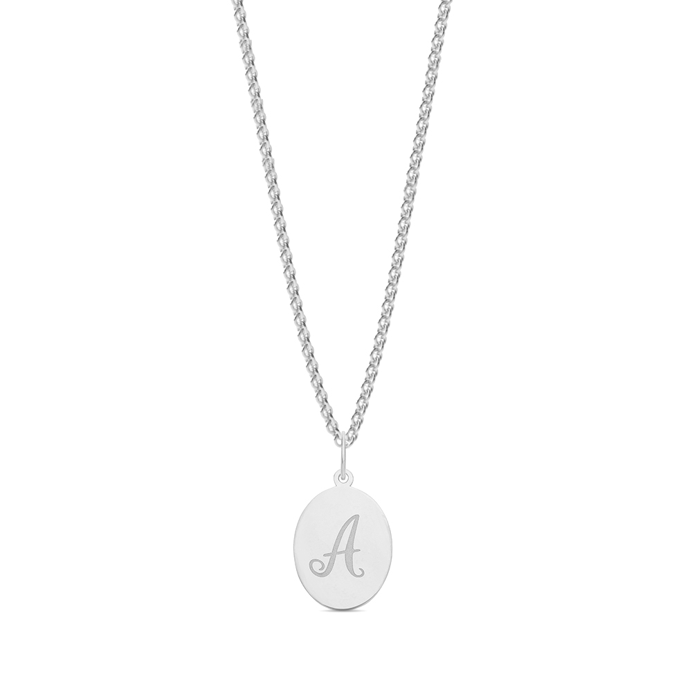 plain metal oval shape initial a pendant