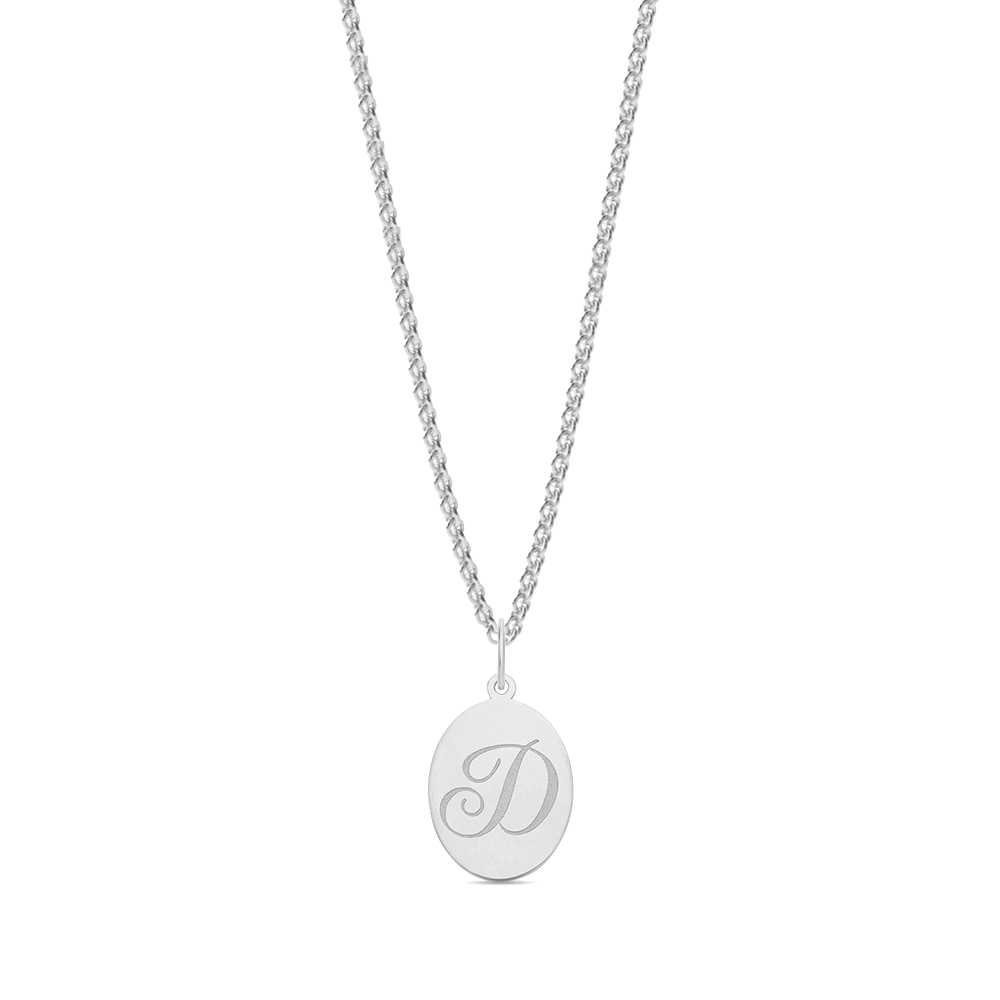 plain metal oval shape initial d pendant