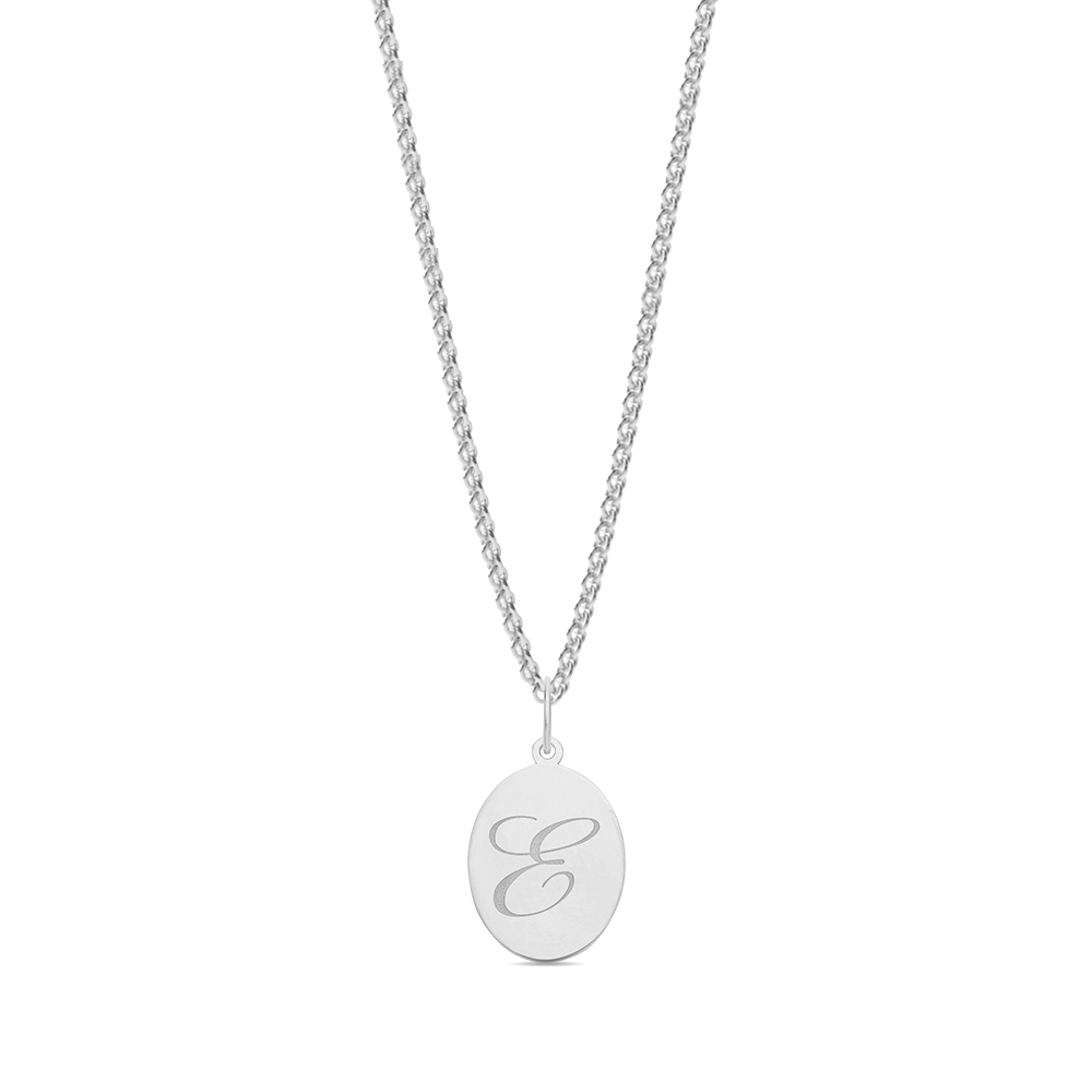 plain metal oval shape initial e pendant