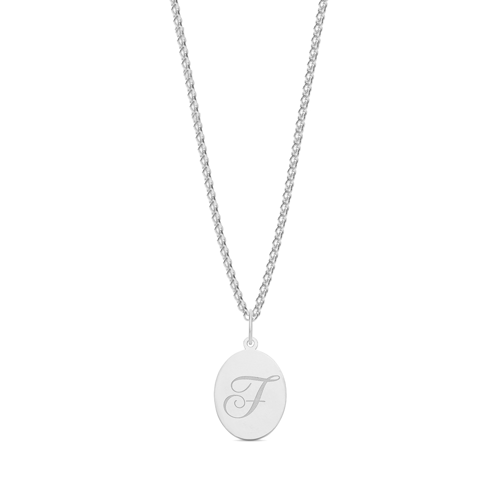 plain metal oval shape initial f pendant