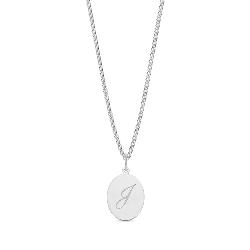plain metal oval shape initial j pendant