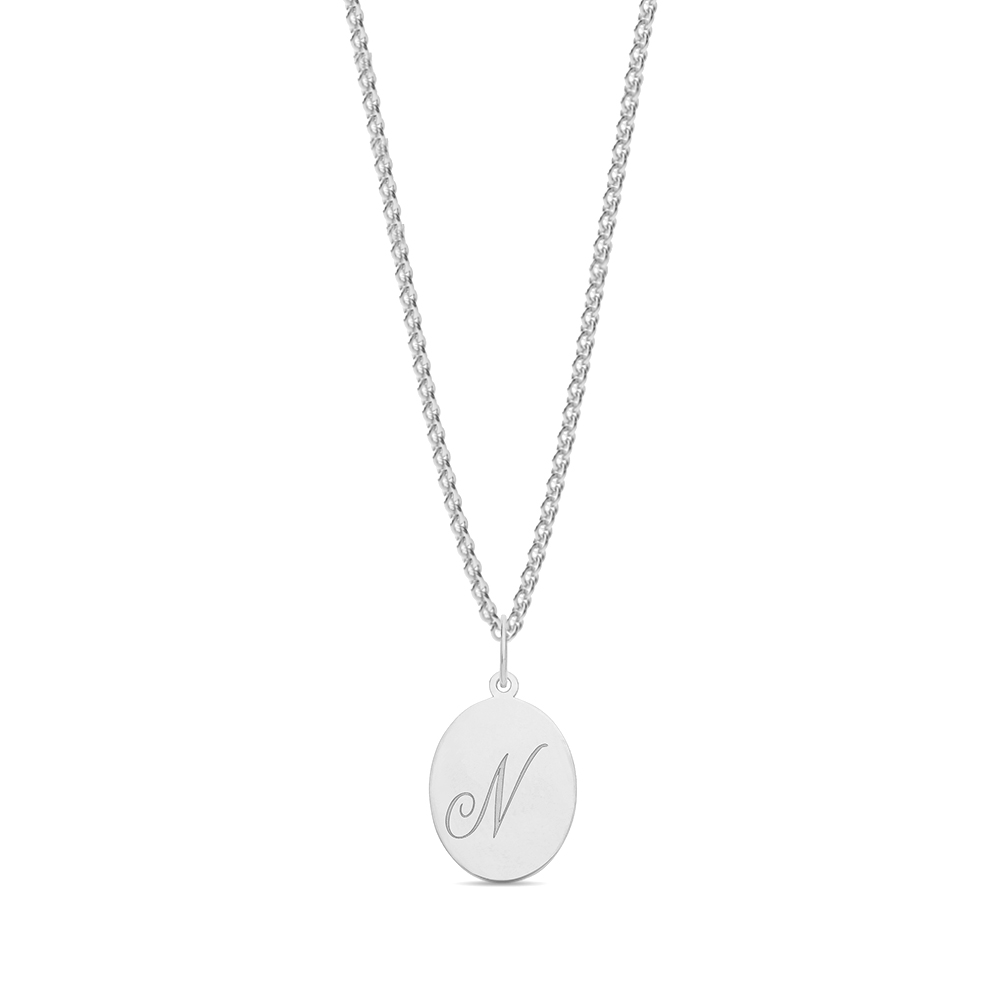 plain metal oval shape initial n pendant