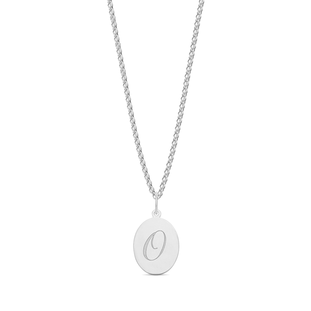 plain metal oval shape initial o pendant