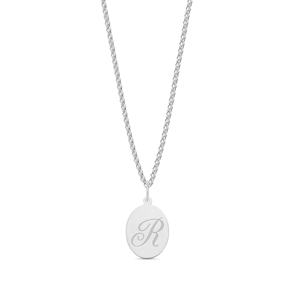 plain metal oval shape initial r pendant
