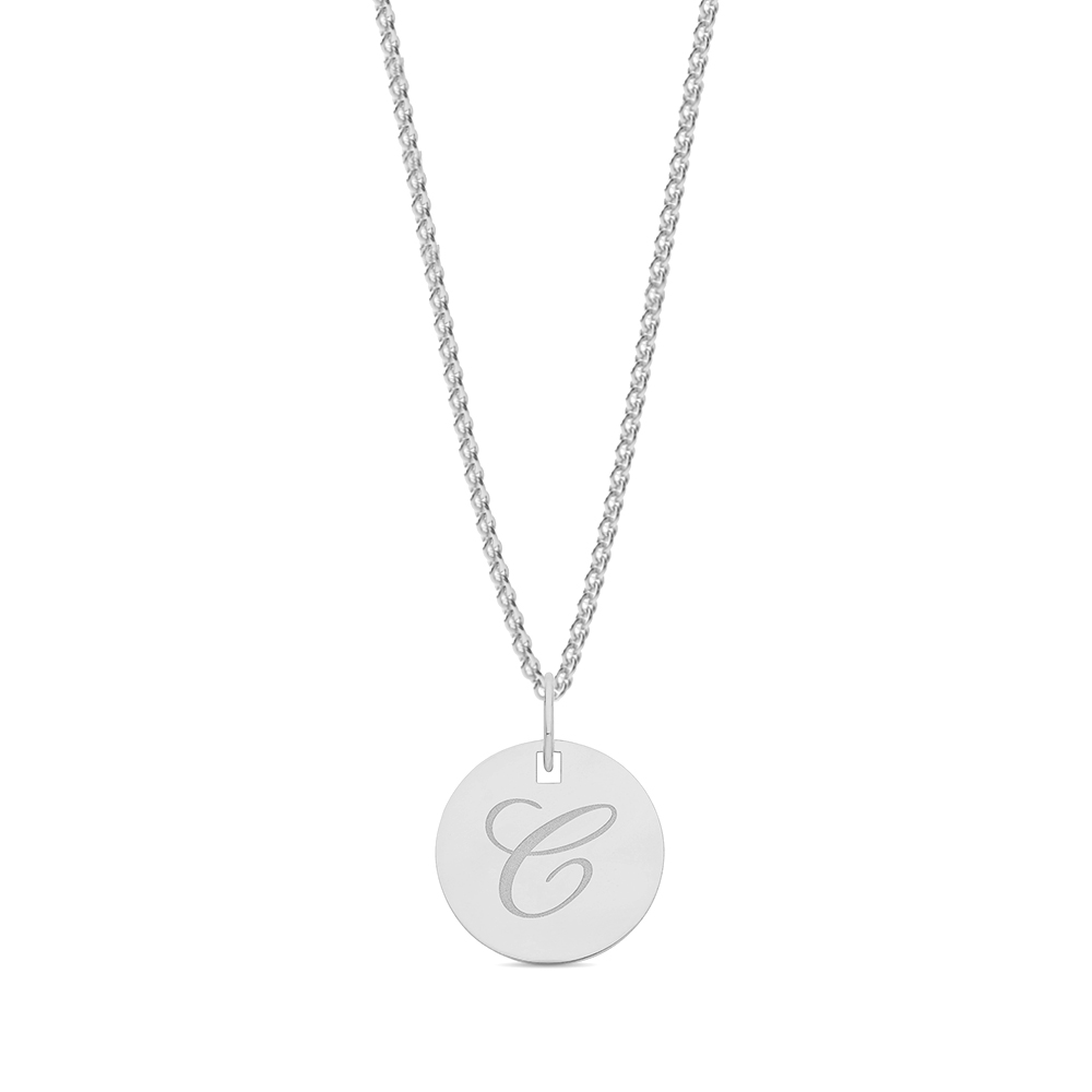 plain metal round shape initial c pendant
