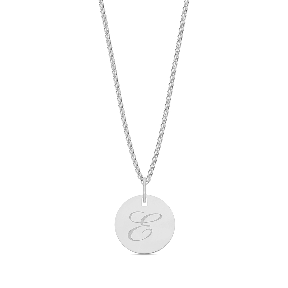 plain metal round shape initial e pendant