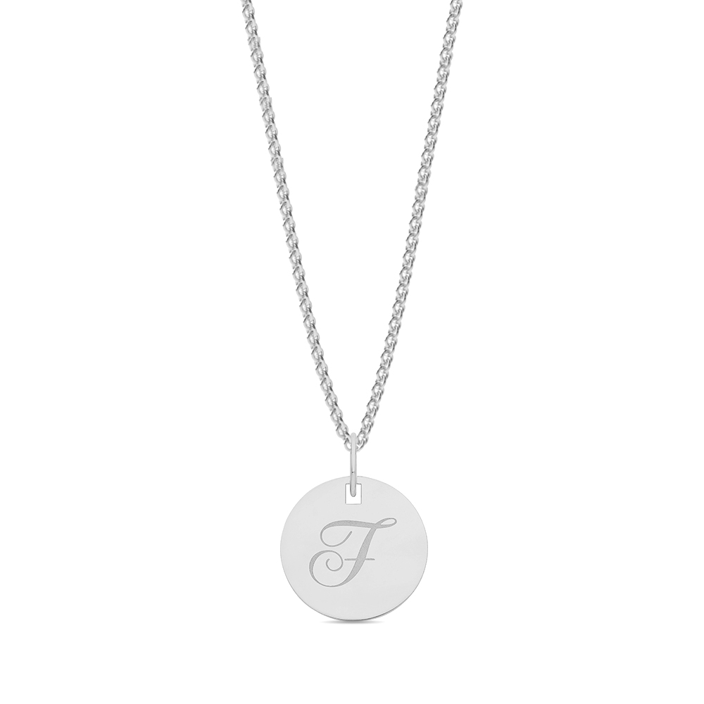 plain metal round shape initial f pendant