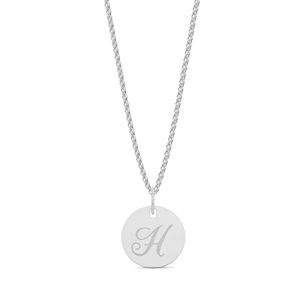 plain metal round shape initial h pendant