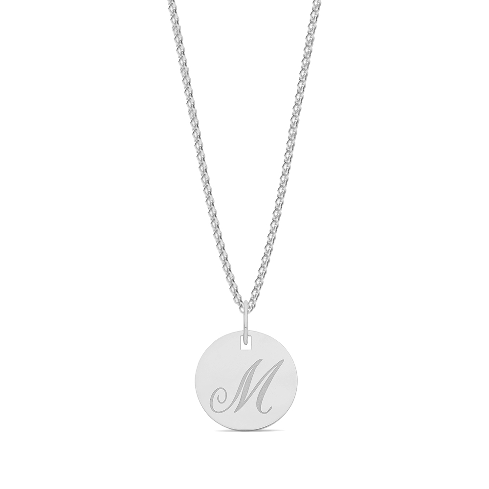 plain metal round shape initial m pendant