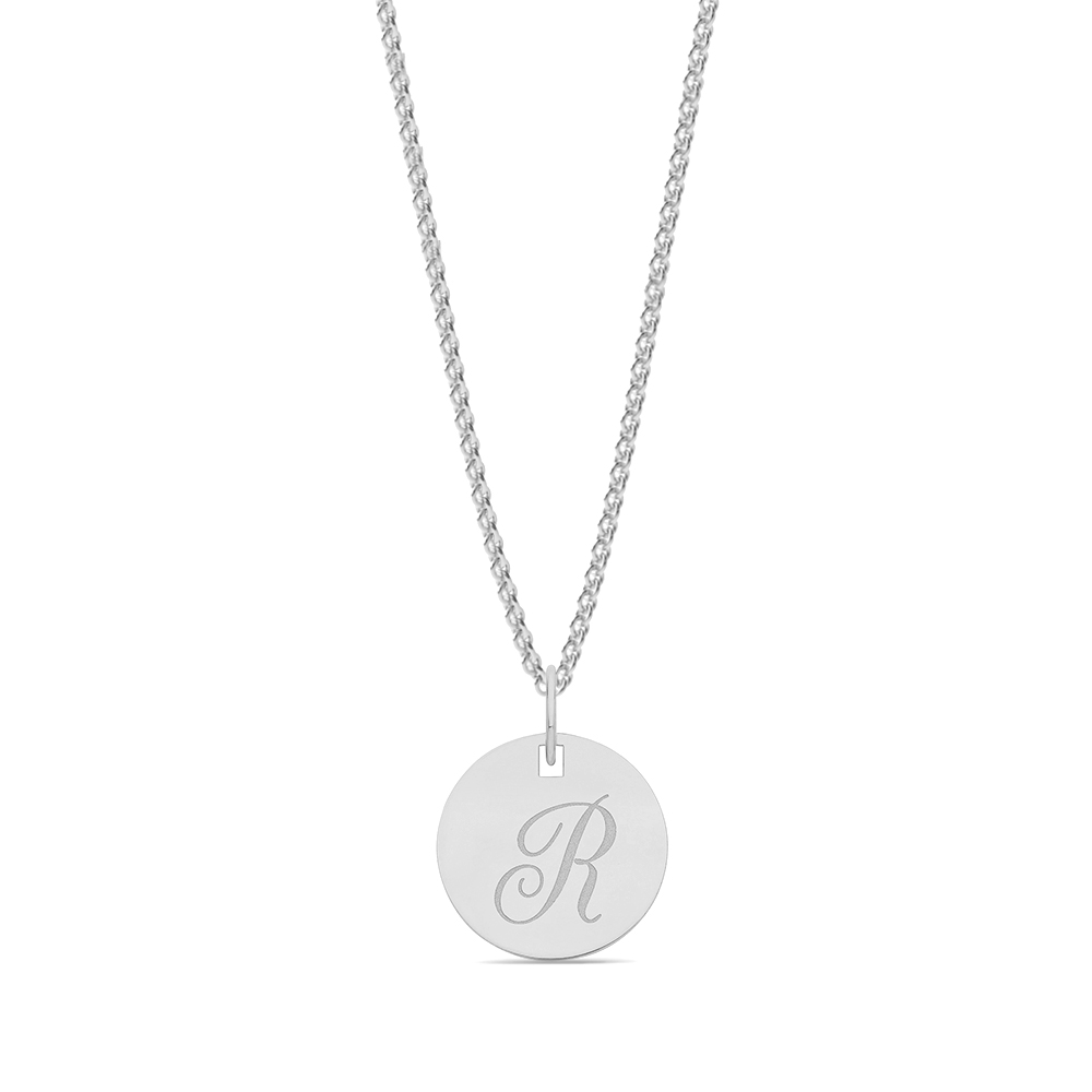 plain metal round shape initial r pendant