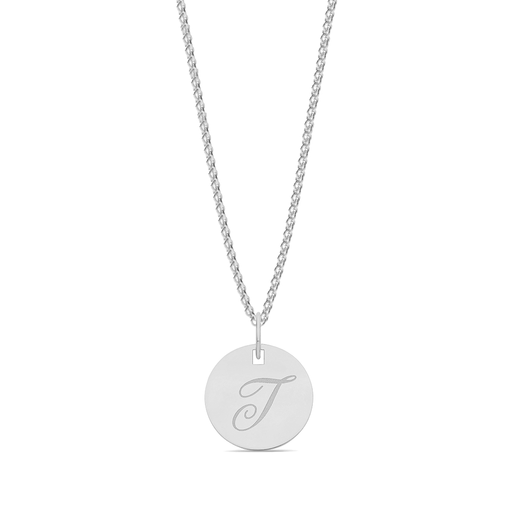 plain metal round shape initial t pendant