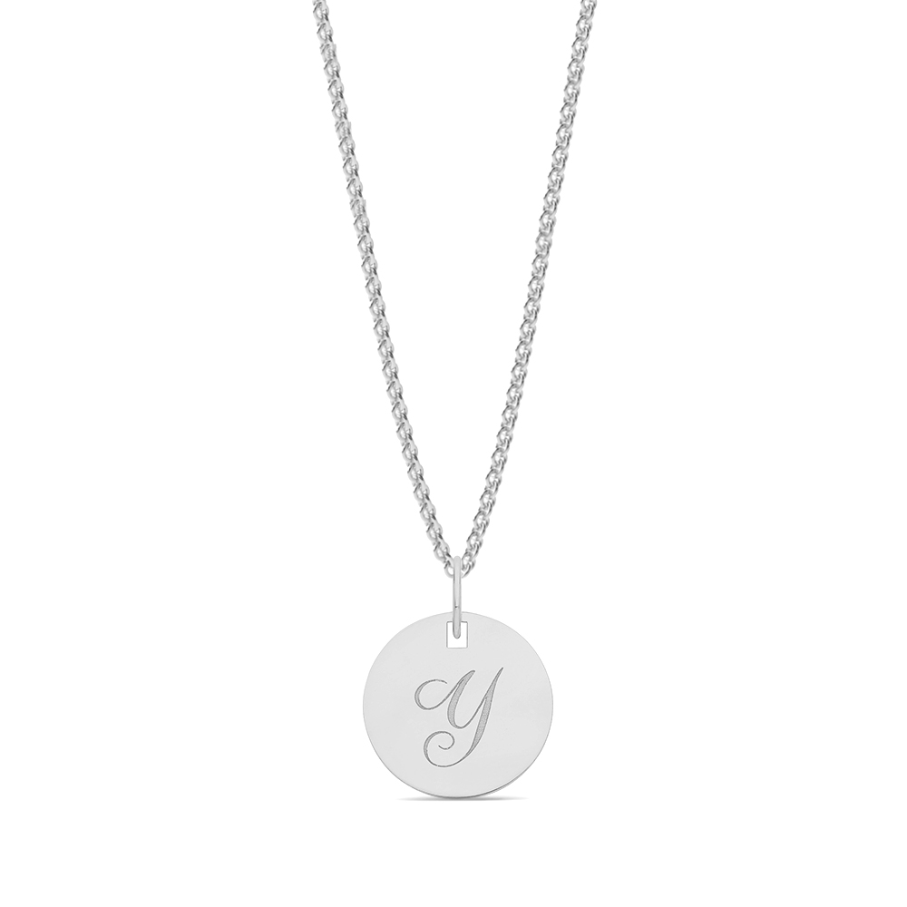 plain metal round shape initial y pendant